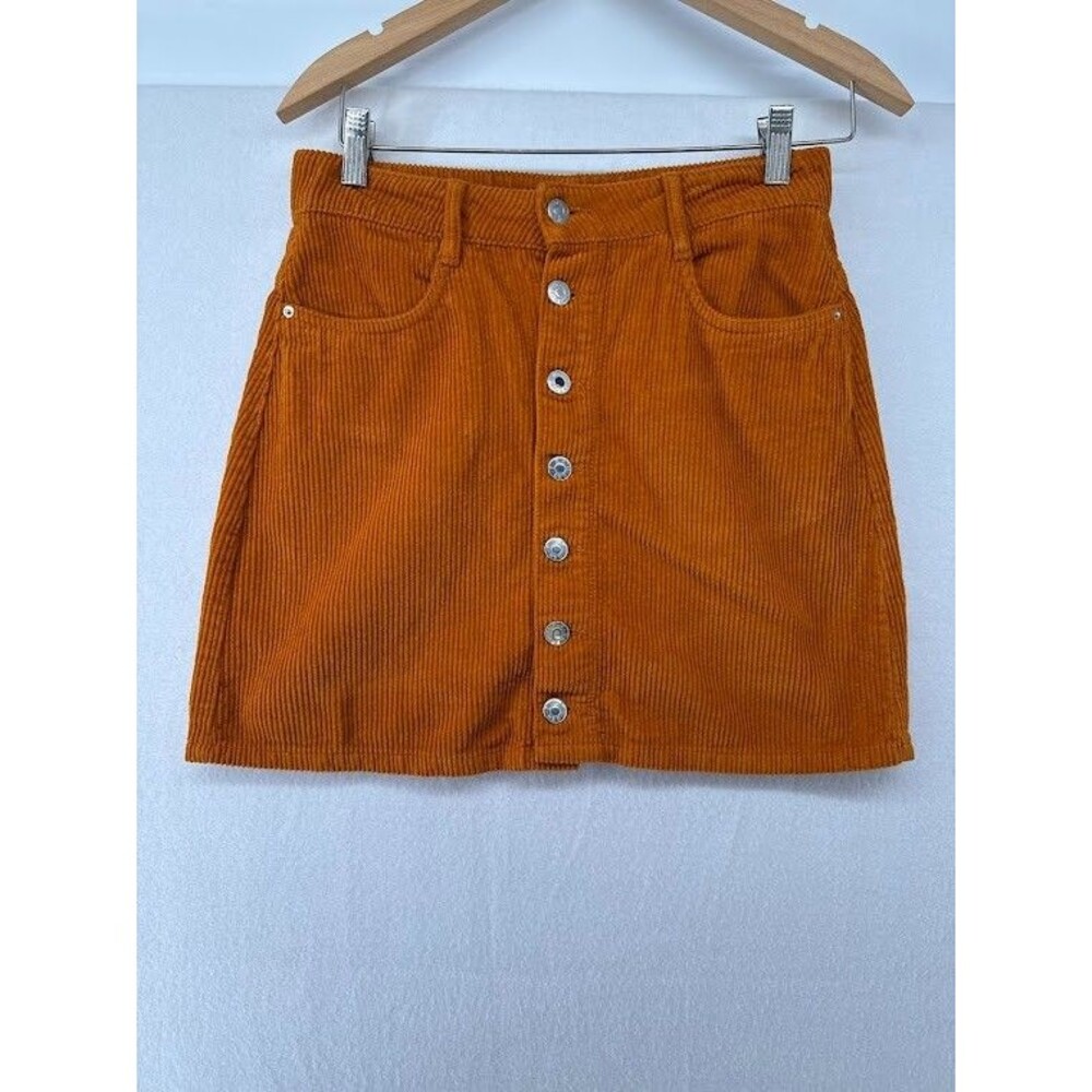 Women's Trf by Zara Corduroy Gold Skirt Button Down Size 5 Indie, Festival